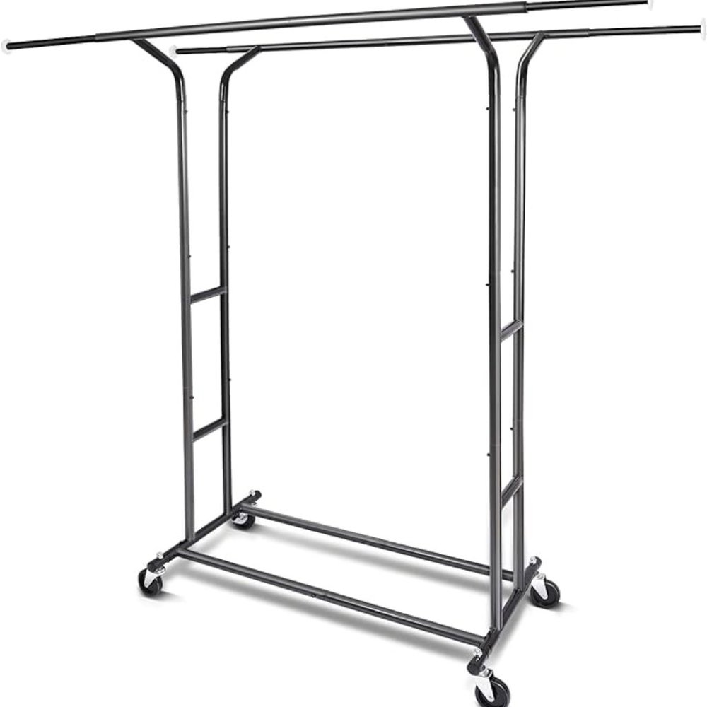 Heavy Duty Clothes Rack with wheels Double Rod